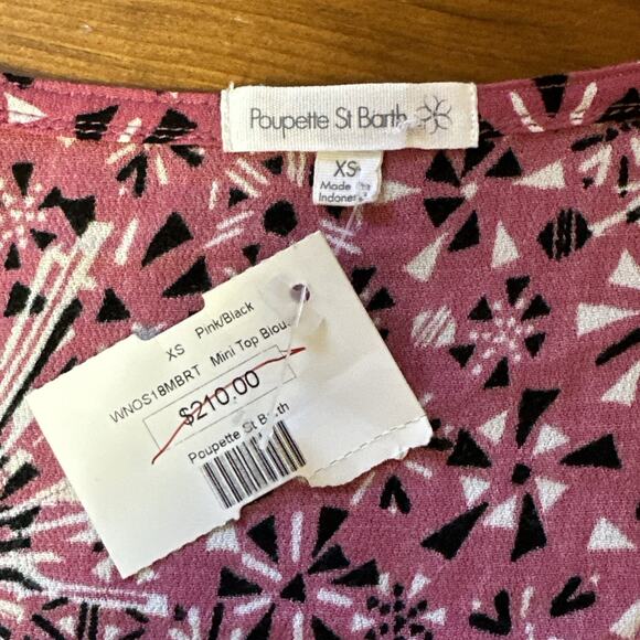 NWT Poupette St Barth XS Nola V-Neck Wrap Tie Blouse Flirty Boho Y2K Romantic - Picture 7 of 10